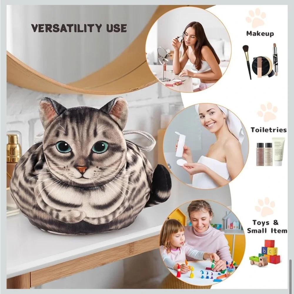 Cat Drawstring Makeup Bag